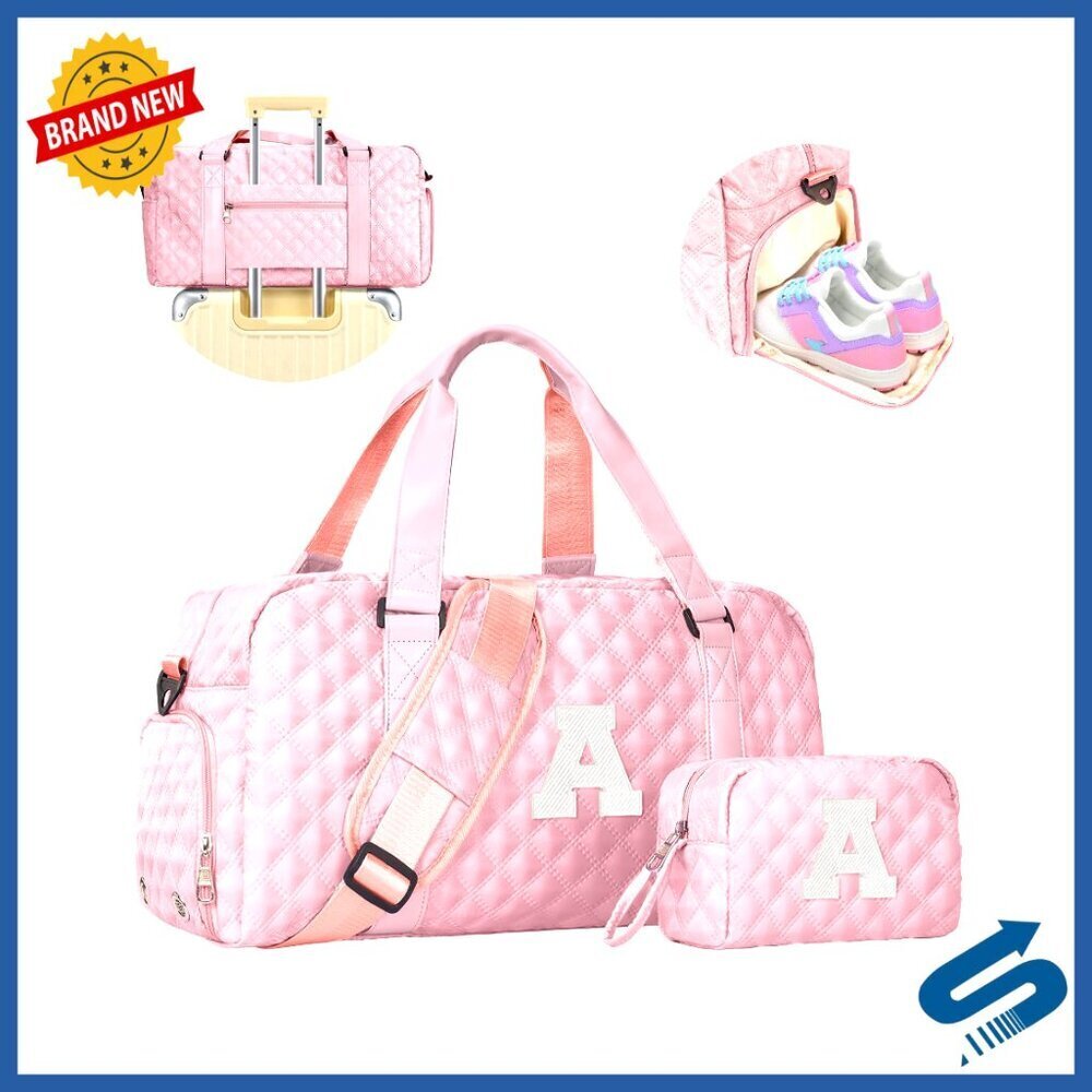 Personalized Initial Duffle Bag, Travel Weekender with Shoe Compartment,
